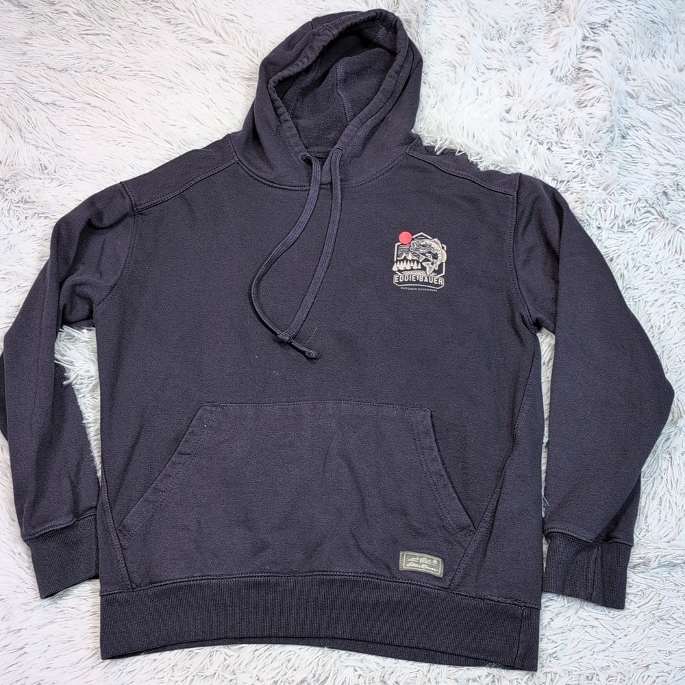 Eddie Bauer Sweatshirt Mens ‎ M Blue Hoodie Gorpcore Outdoors Cozy Comfort